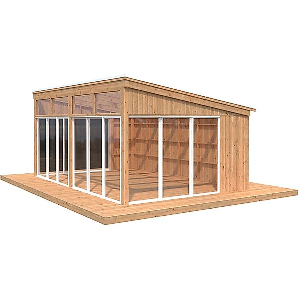 Palmako Pavillon Nova 21,5 m² Braun Tauchgrundiert 602 cm x 396 cm günstig online kaufen