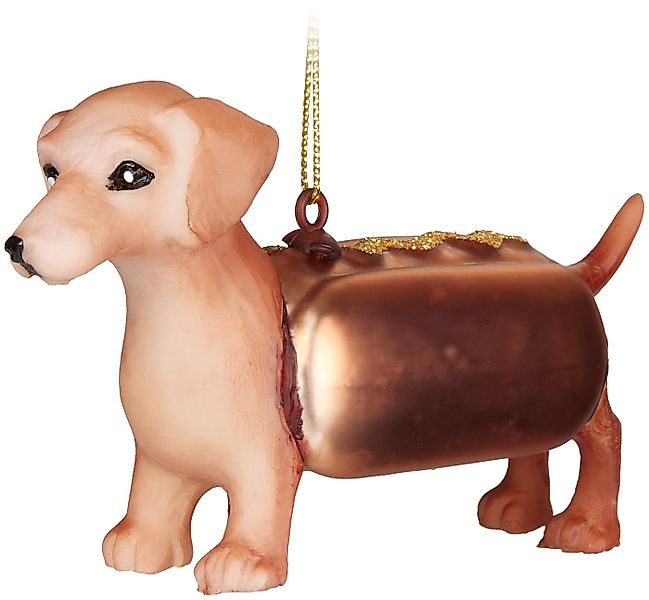 BRUBAKER Christbaumschmuck Dackel als Hot Dog Braun - Handbemalte Weihnacht günstig online kaufen