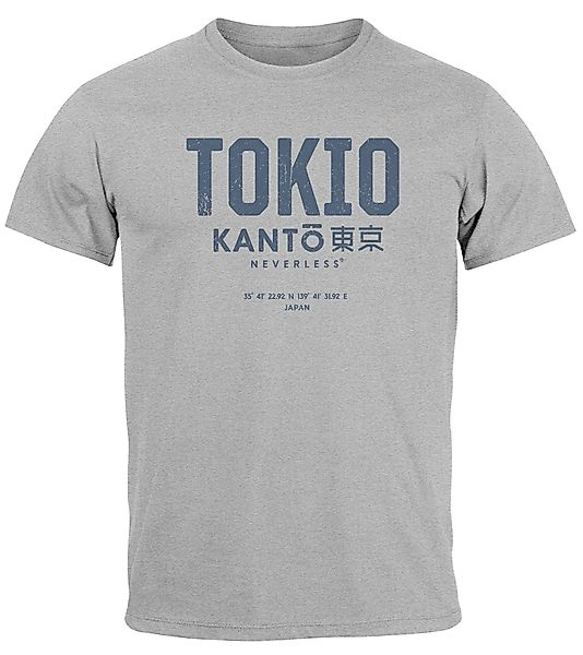 Neverless Print-Shirt Herren T-Shirt Frontprint Tokyo günstig online kaufen