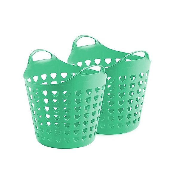 Kreher Aufbewahrungskorb Set: 2 x Flexi Korb 35 Liter mit Loch in verschied günstig online kaufen