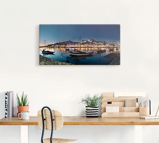 Artland Leinwandbild "Porto - Nachtpanorama", Europa, (1 St.), auf Keilrahm günstig online kaufen