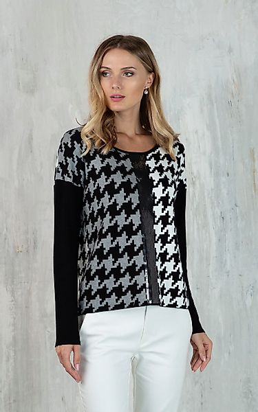 Passioni Strickpullover mit Hundertstich-Farbblockmuster günstig online kaufen