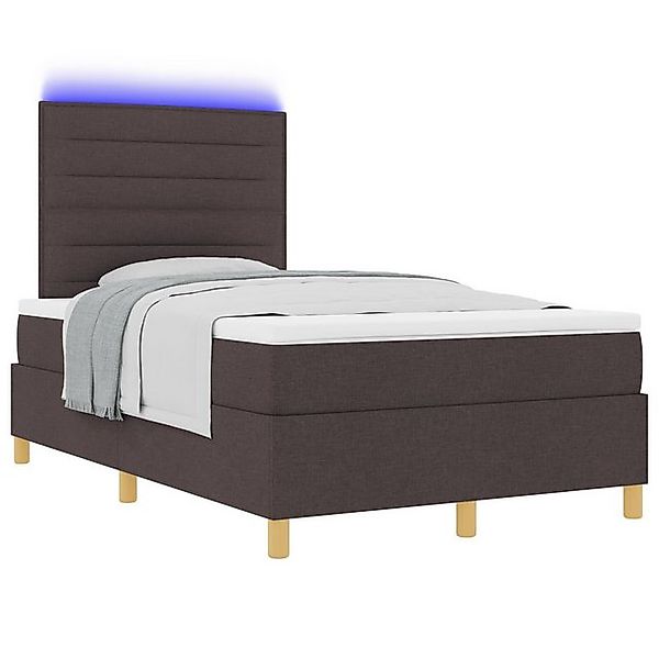 vidaXL Bett Boxspringbett mit Matratze & LED Dunkelbraun 120x190 cm Stoff ( günstig online kaufen