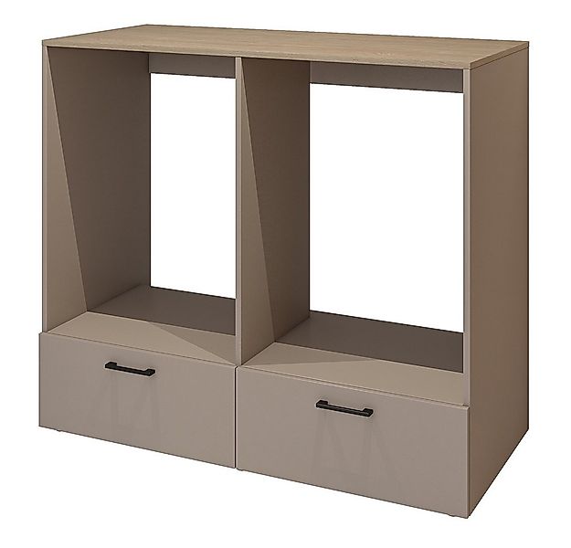 Lomadox Umbauschrank RISAN-83 beige greige Eiche Dekor 132 cm breit modern günstig online kaufen