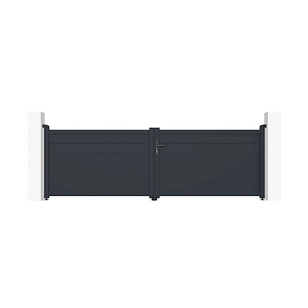 Casanoov Flügeltor 3 5M Eiger H 115Cm & 2 Pfosten H 166Cm Aluminium Grau günstig online kaufen