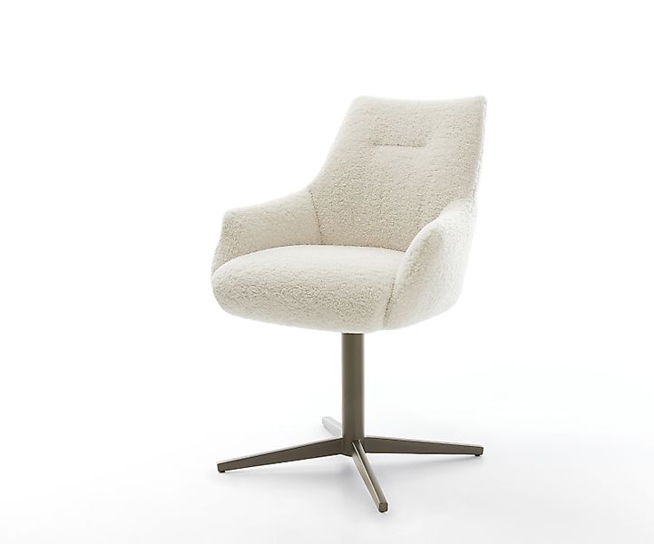 Drehstuhl Alja-Flex mit Armlehnen Teddystoff Beige Fußkreuz Effektfinish Ti günstig online kaufen