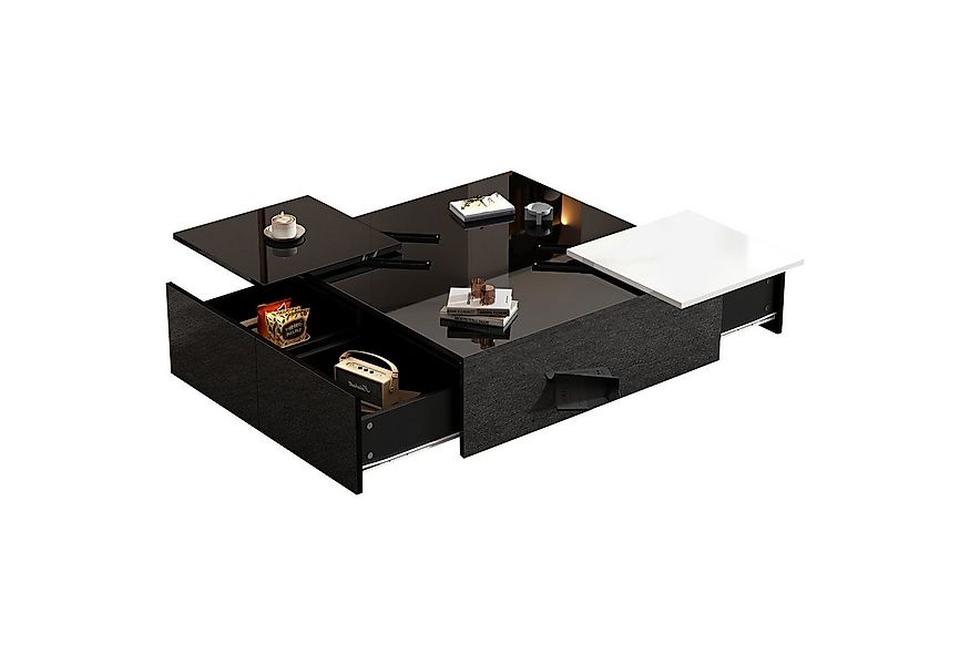 Merax Couchtisch Hochglanz mit verschiebbare Tischplatte (Satztisch Beistel günstig online kaufen