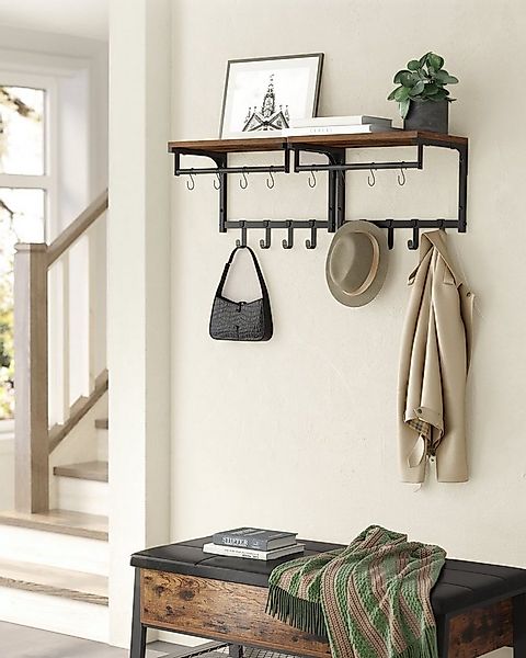 VASAGLE Wandgarderobe (2 St), Wandregale mit 8 Haken, 40 x 24 x 24 cm (L x günstig online kaufen
