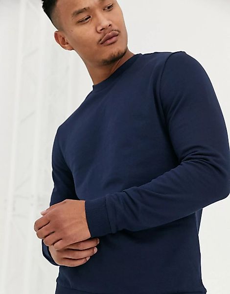 ASOS DESIGN – Marineblaues Sweatshirt aus Bio-Baumwolle günstig online kaufen