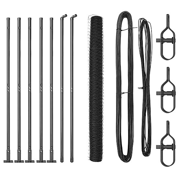 vidaXL Zaunpfosten Grau 10 x 1,5 m 36 mm Netz Stahl und PVC 3353635 günstig online kaufen