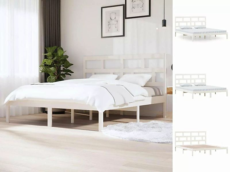 vidaXL Bettgestell Massivholzbett Weiß 180x200 cm 6FT Super King Doppelbett günstig online kaufen