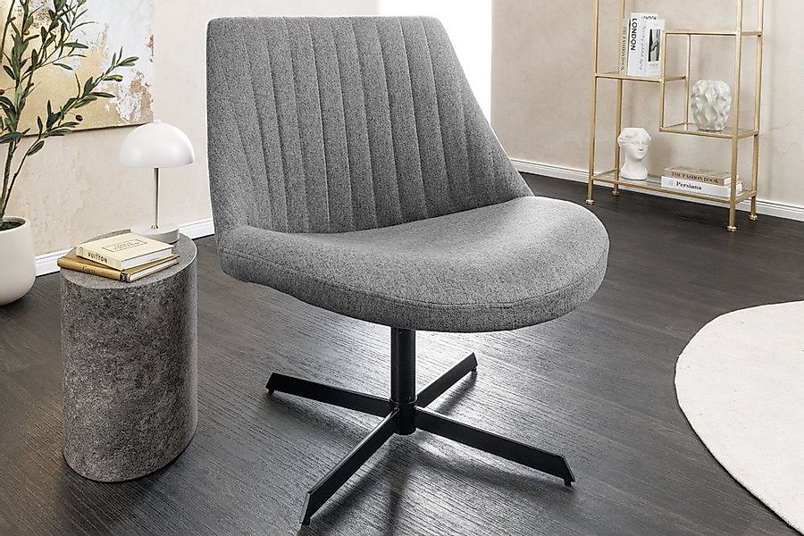 riess-ambiente Drehsessel LOUNGER grau / schwarz - Strukturstoff, Metallges günstig online kaufen