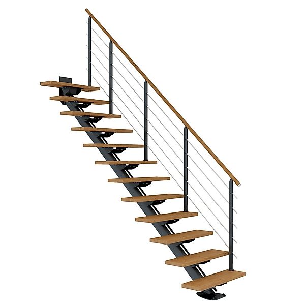 Dolle Mittelholmtreppe Sydney 13 Stufen Eiche gerade Metallteile Anthrazit günstig online kaufen