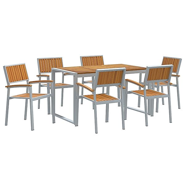 vidaXL 7-Teiliges Gartentisch-Set aus Massivem Akazienholz und Metall 32843 günstig online kaufen