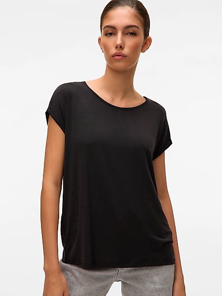 Vero Moda Rundhalsshirt "VMAVA PLAIN SS TOP GAJRS NOOS" Materialmix, regula günstig online kaufen