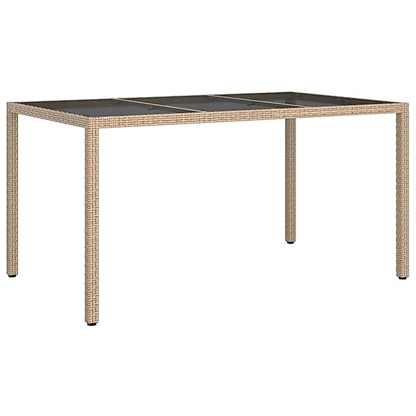 vidaXL Gartentisch 150x90x75 cm Gehärtetes Glas Poly Rattan Beige 316710 günstig online kaufen