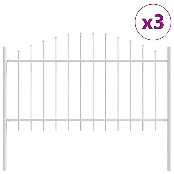 vidaXL Gartenzaun 3 Stk Weiß 170 x 140 cm Pulverbeschichteter Stahl 3360143 günstig online kaufen