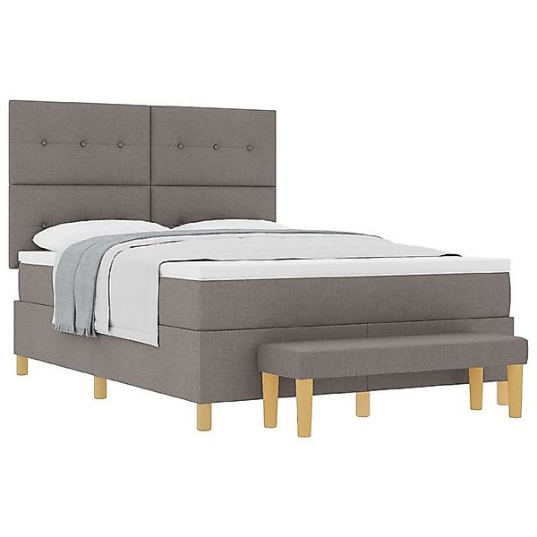 vidaXL Bett Boxspringbett mit Matratze & Bank Taupe 160x200 cm Stoff (2-tlg günstig online kaufen