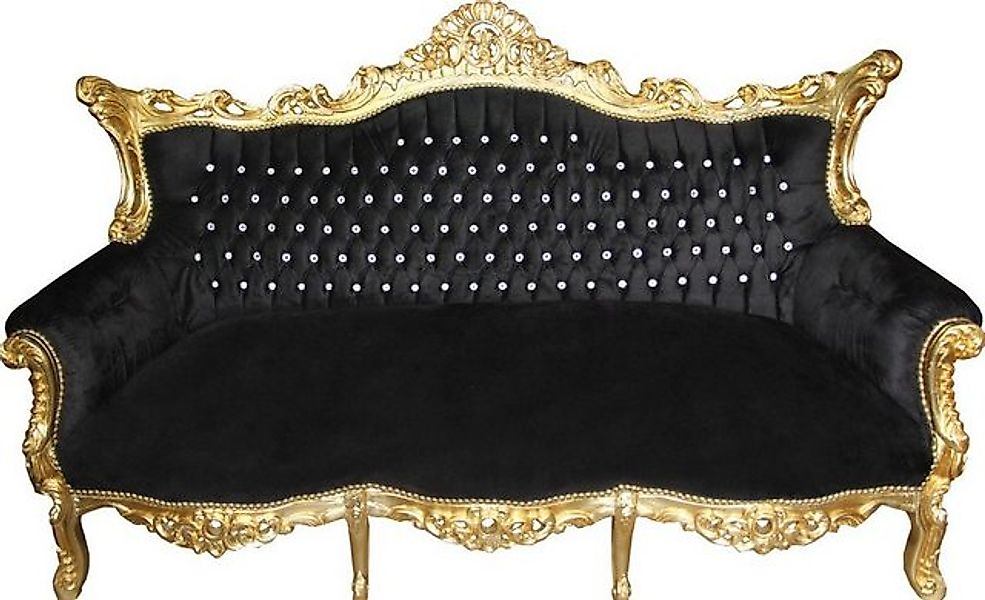 Casa Padrino 3-Sitzer Barock 3-er Sofa Master Schwarz / Gold mit Bling Blin günstig online kaufen