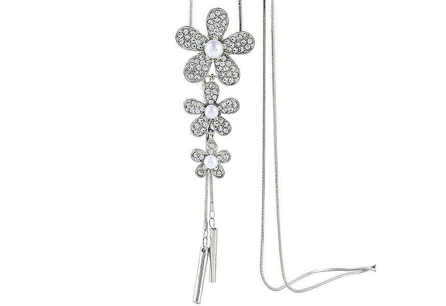 KARMA Lange Kette Pulloverkette Blume 70 cm Silber Damen (Damenschmuck mode günstig online kaufen