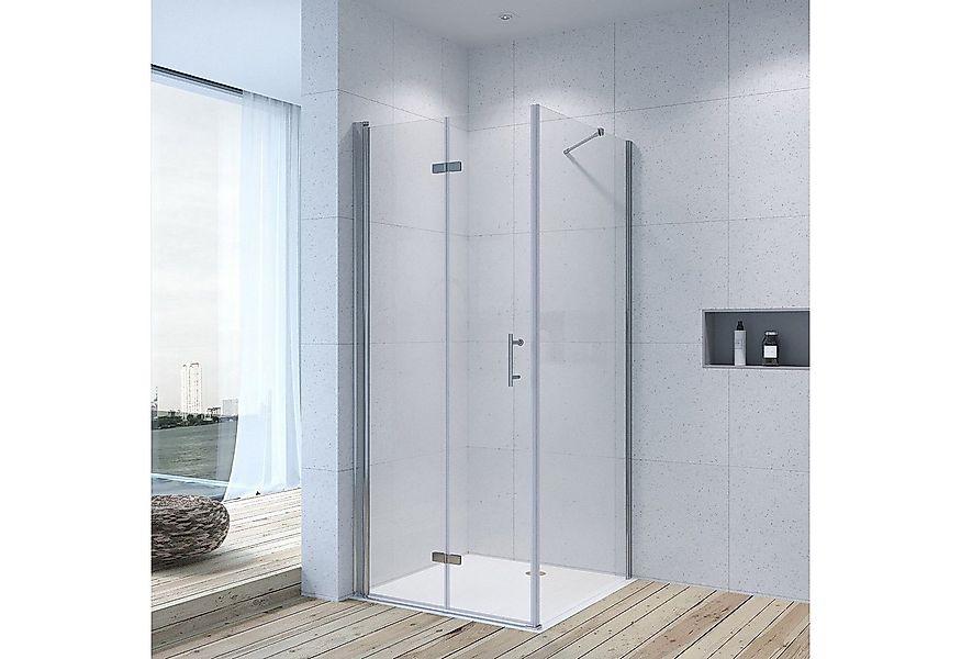 AQUALAVOS Eckdusche Duschkabine Eckeinstieg Falttür mit Seitenwand Eckdusch günstig online kaufen