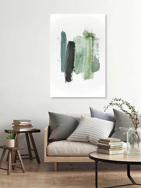 Poster / Leinwandbild - Abstract Aquarelle - Green Shades Of The Woods günstig online kaufen