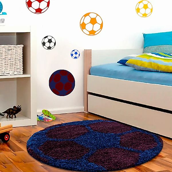 Ayyildiz Teppiche Kinderteppich »Fun 6001«, rund, 30 mm Höhe, Fußball Desig günstig online kaufen