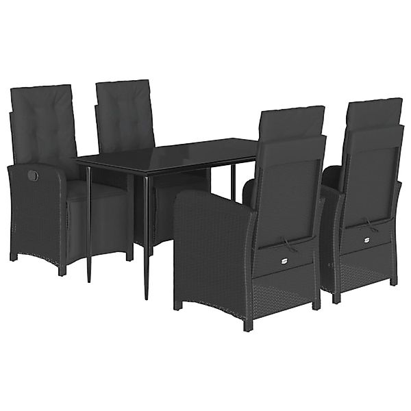 vidaXL 5-Tlg Garten-Essgruppe mit Kissen Schwarz Poly Rattan 3212530 günstig online kaufen