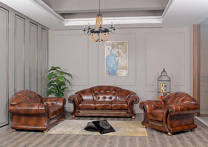 Salottini Polstergarnitur Chesterfield Oriental Leder Sofagarnitur günstig online kaufen