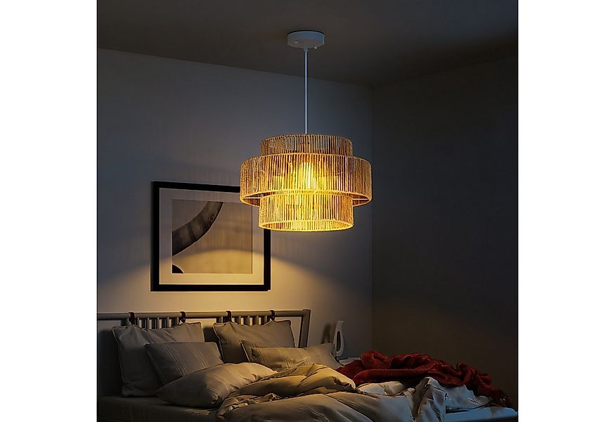 HOMCOM Pendelleuchte Hanfseil Leuchte, Boho Deckenleuchtenschirm, Beleuchtu günstig online kaufen