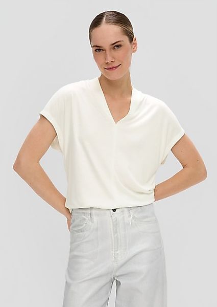 s.Oliver BLACK LABEL Kurzarmshirt Viskose-Shirt mit V-Ausschnitt günstig online kaufen