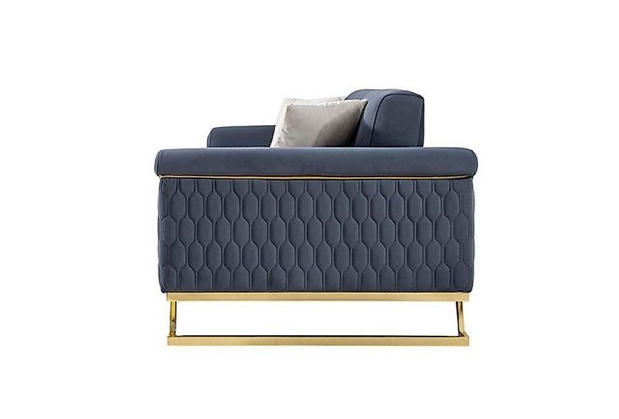 JVmoebel 3-Sitzer Blauer Wohnzimmer Designer Edelstahl 3-Sitzer Moderne Lux günstig online kaufen