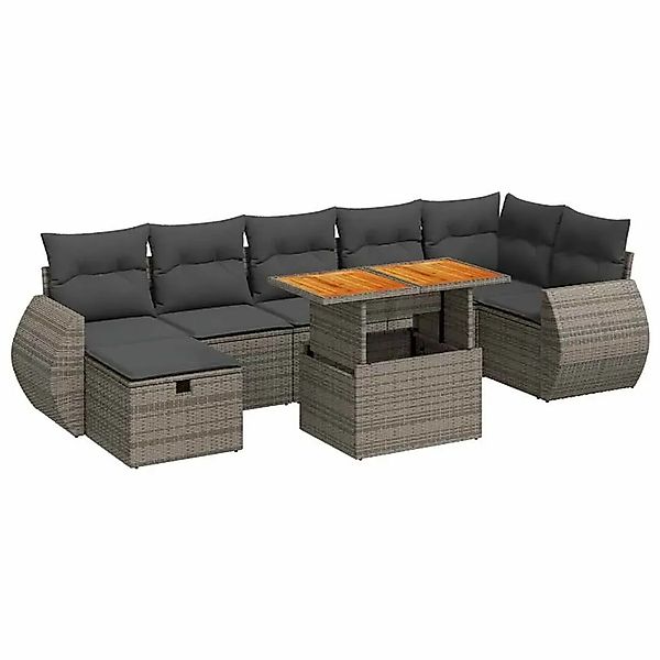vidaXL 5-Tlg Garten-Sofagarnitur mit Kissen Grau Poly Rattan Akazie 3328068 günstig online kaufen