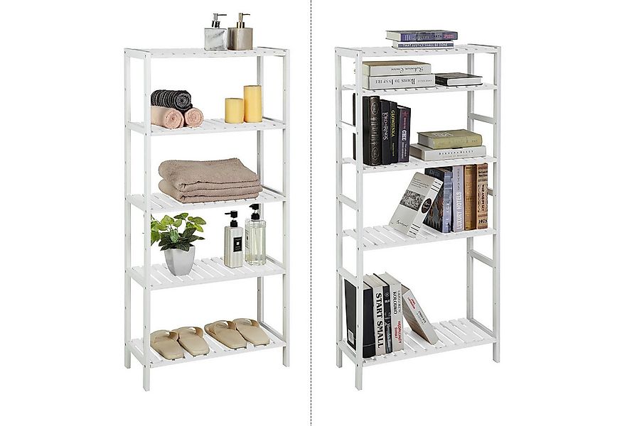 SONGMICS Badregal Bücherregal, 5 Ebenen, stufig höhenverstellbar, Bambus günstig online kaufen