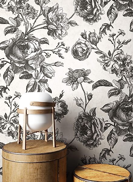 Newroom Vliestapete, Weiß Tapete Floral Blumen günstig online kaufen