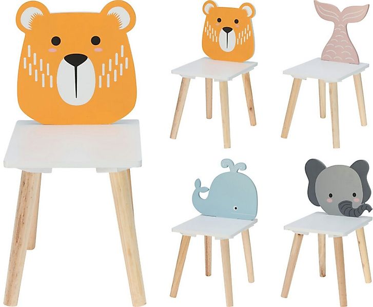 Koopman Kinderstuhl Kinderhocker MDF 52x30x24 cm Fisch / Elefant / Wal / Bä günstig online kaufen