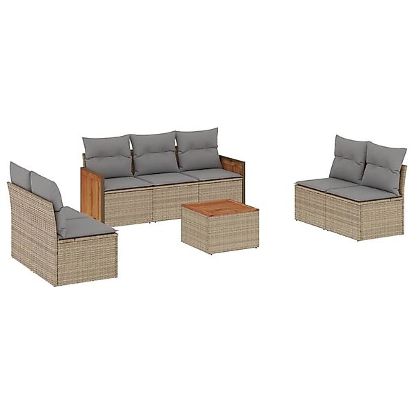 vidaXL 8-Tlg Garten-Sofagarnitur mit Kissen Beige Poly Rattan 3259966 günstig online kaufen