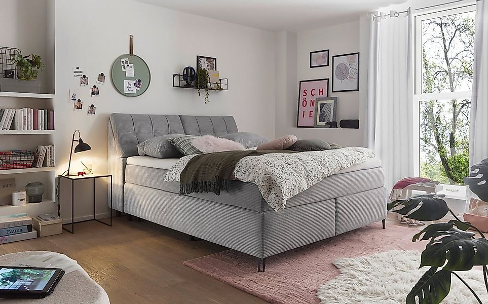 set one by Musterring Boxspringbett Fairfield, Kopfteil in Kassenoptik, Met günstig online kaufen