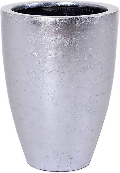 VIVANNO Bodenvase Fiberglas OPALA Rund - Silber Blattoptik Hochglanz (1 St) günstig online kaufen