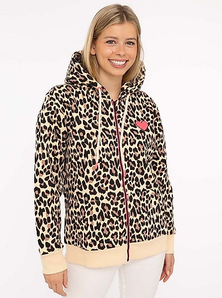 Zwillingsherz Kapuzensweatjacke "Leo AOP" Langarm, Fronttaschen, Reißversch günstig online kaufen