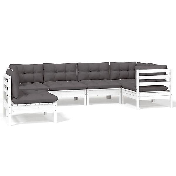 vidaXL 6-Tlg Garten-Lounge-Set mit Kissen Weiß Kiefernholz 3096419 günstig online kaufen