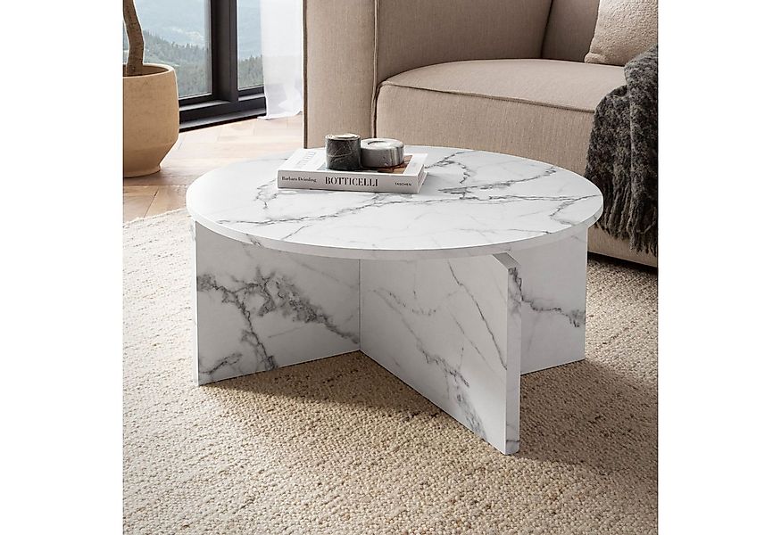 FINEBUY Couchtisch FB59735 70 cm Wohnzimmertisch Sofatisch Rund Groß Kaffee günstig online kaufen