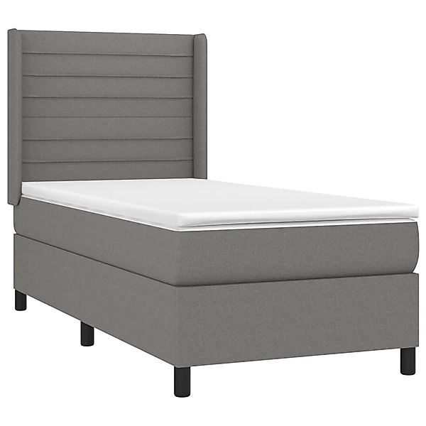 vidaXL Boxspringbett mit Matratze & LED Dunkelgrau 100x200 cm Stoff 3138374 günstig online kaufen
