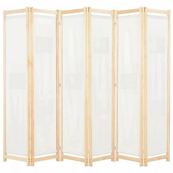 vidaXL 6-teiliger Raumteiler Cremeweiß 240 x 170 x 4 cm Stoff günstig online kaufen