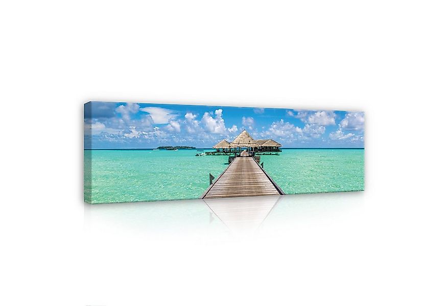 Wallarena Leinwandbild Meer Tropen Pier Ozean Wandbild XXL Leinwandbilder M günstig online kaufen