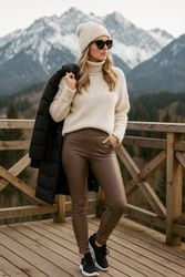 Aurela Damenmode Lederhose Damen Leder Leggings günstig online kaufen
