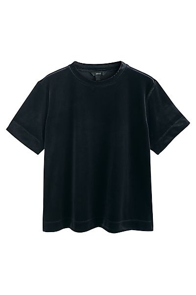 Next T-Shirt Kurzärmeliges Samt-T-Shirt mit Rundhalsausschnitt günstig online kaufen