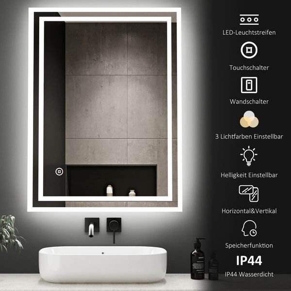 WDWRITTI Badspiegel Badezimmerspiegel mit Beleuchtung Wandspiegel günstig online kaufen