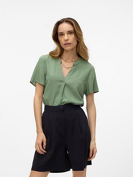 Vero Moda Blusenshirt VMMYMILO SS V-NECK TOP WVN GA mit Leinen günstig online kaufen