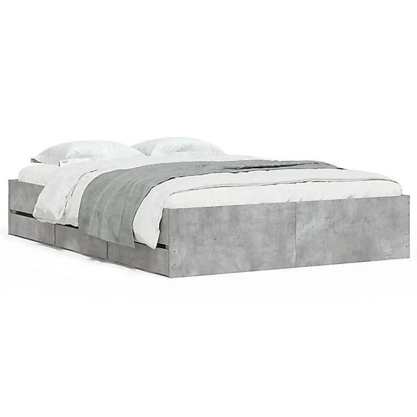 vidaXL Bettgestell mit Schubladen Betongrau 135x190 cm Holzwerkstoff1957484 günstig online kaufen